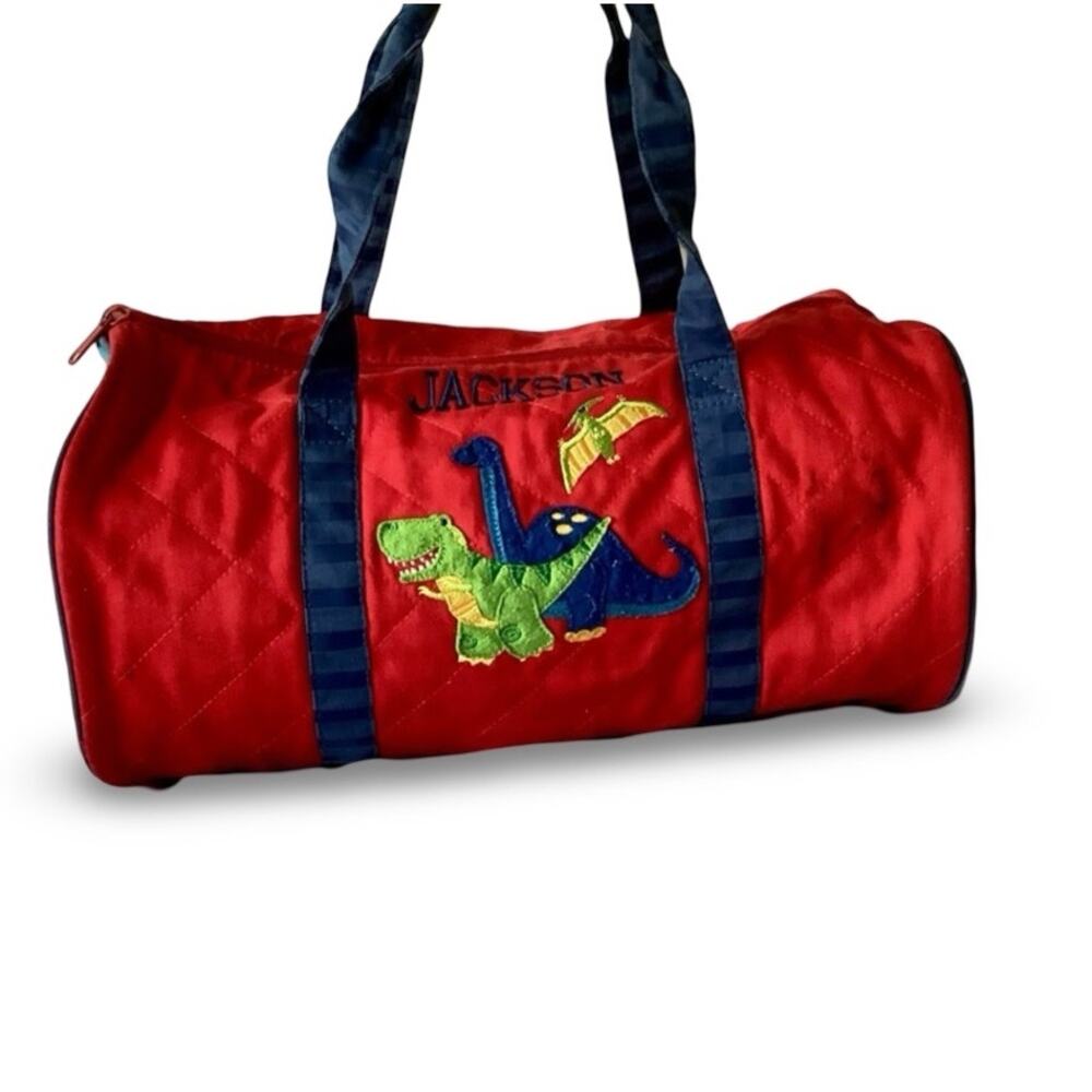 Stephen Joseph Red Dino Embroidered Duffel Bag